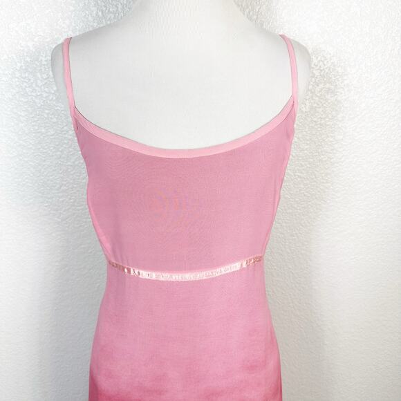 90s Y2K Vintage American Eagle HOCO Chiffon Pink Red Ombre Maxi Slip Dress 10 - Picture 2 of 15